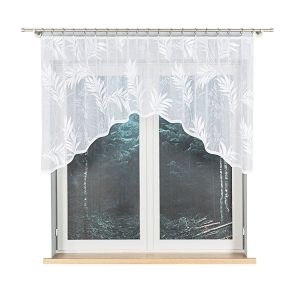 Firana Gotowa Łuk 250x100 Firana Krótka z Podkrojem Biała Kaja