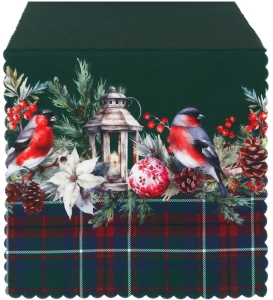 Bieżnik Świąteczny 38x140 Dekoracyjny na Stół Zielony Kratka