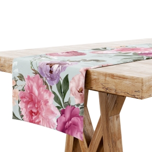 Bieżnik na Stół 40x220 Bieżnik Dekoracyjny Kwiaty Róż Mięta 5965