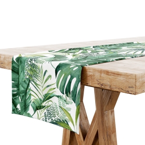 Bieżnik na Stół 40x240 Bieżnik Dekoracyjny Zielone Liście 5776