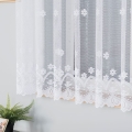 Firana na Metry 150cm Firanka Żakardowa Krótka Biała Kwiaty
