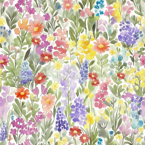 Materiał na Zasłony Bieżniki Obrusy Materiał Wodoodporny Kolorowe Kwiaty Łąka