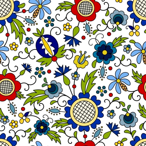 Materiał na Bieżniki Obrusy Materiał na Metry Tkanina Folk Wzór Kaszubski