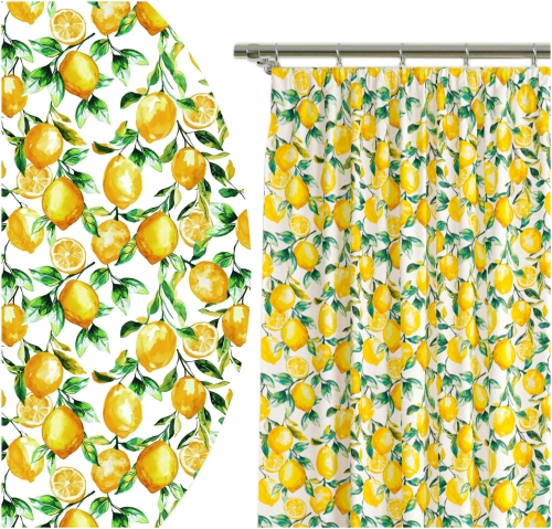 Zasłona Gotowa na Taśmie 140x250 Zasłona Welur Cytryny 10653