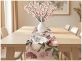 Bieżnik na Stół Długi Matowy 40x220 Dekoracyjny w Kwiaty Różowy