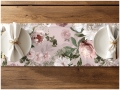 Bieżnik na Stół Długi Matowy 40x220 Dekoracyjny w Kwiaty Różowy