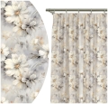 Zasłona Gotowa na Taśmie 140x250 Zasłony na Żabki Tunel Szare Kwiaty