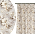 Zasłona Gotowa na Taśmie 140x250 Zasłony na Żabki Tunel Kwiaty Beż