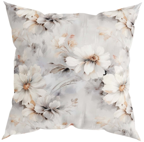 Poszewka Dekoracyjna Kwiaty 40x40 Poszewki na Poduszki Szara