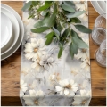 Bieżnik na Stół Szyty na Wymiar Dekoracyjny Szary w Kwiaty