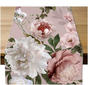 Bieżnik na Stół Matowy 40x120 Dekoracyjny w Kwiaty Różowy 5964
