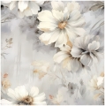 Materiał na Zasłony Bieżniki w Kwiaty Tkanina Szara Soft