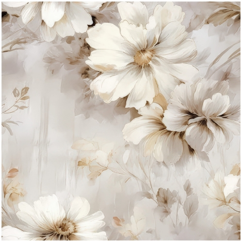 Materiał na Zasłony Bieżniki w Kwiaty Tkanina Beżowa Soft