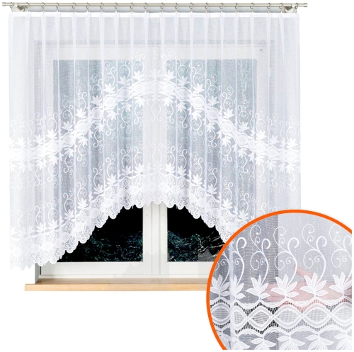 Firana Gotowa Krótka Łuk 300x150 Żakardowa Firanki Gotowe do Kuchni Pokoju