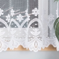 Firanka Gotowa Krótka Delikatna Firana w Kwiaty Biała