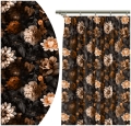 Zasłona w Kwiaty 140x250 Zasłona na Żabki lub Tunel Kwiaty Brąz
