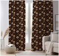 Zasłona w Kwiaty 140x250 Zasłona na Żabki lub Tunel Kwiaty Brąz