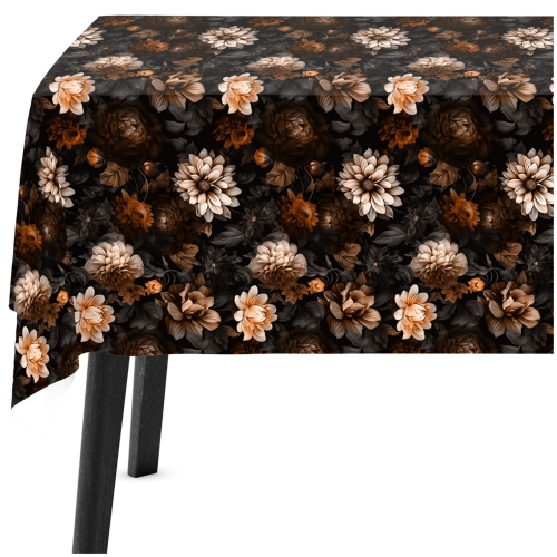 Obrus w Kwiaty Szyty na Wymiar Obrus Welurowy Kwiaty Brąz