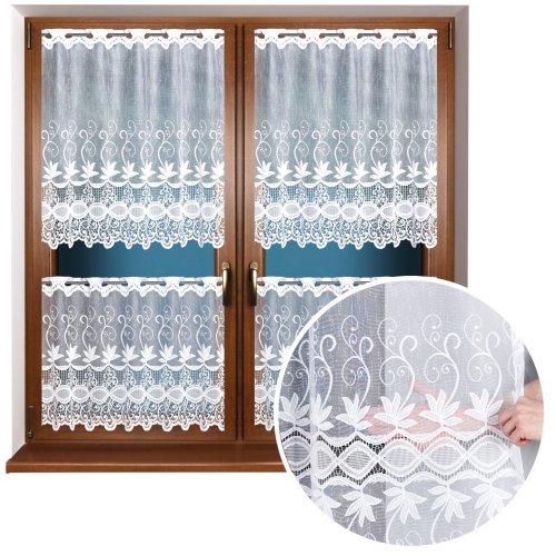 Zazdrostka na Metry wys. 50cm Krótka Firanka do Kuchni Biała Metraż