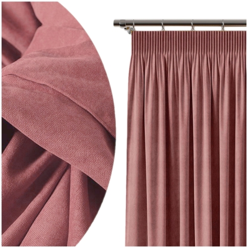 Zasłona Welurowa Różowa 140x250 Zasłony na Taśmie Brudny CIemny Róż