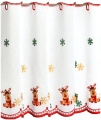 Zazdrostka Świąteczna Haftowana 110x70 Krótka Firanka Zazdrostki do Kuchni Reniferki