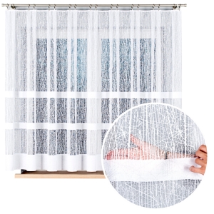 Firanka Krótka 400x160 Firanki do Kuchni Pokoju Firana Gotowa Biała Pasy 10851