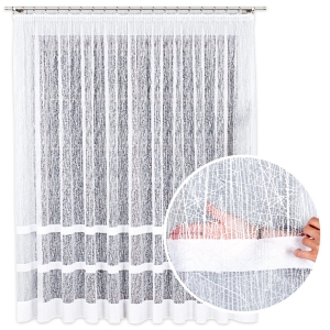 Firana Gotowa 250x250 Firanka na Żabki do Salonu Biała Pasy 10898