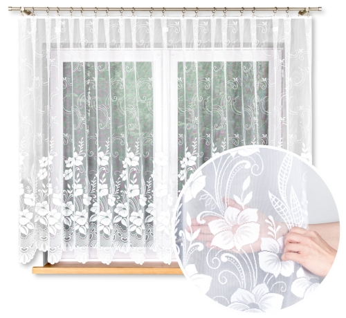 Krótka Firana Żakardowa do Parapetu Szyta na Wymiar