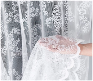 Firana na Metry 250cm Długa Firana Żakardowa w Kwiaty Metraż