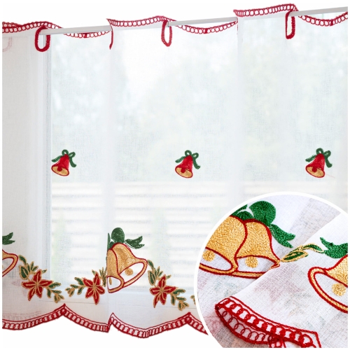 Zazdrostka Świąteczna na Metry 70cm Zazdrostka do Kuchni Haftowana Metraż Dzwoneczki