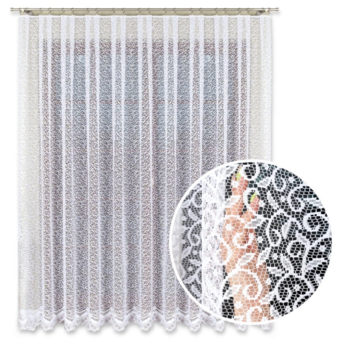 Firana Gotowa Długa Firanka do Pokoju Żabki Biała Wzór po Całości