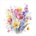 Serwetki Papierowe Bukiet Wiosenne Kwiaty Akwarelowe Tulipany 20szt. 33x33cm