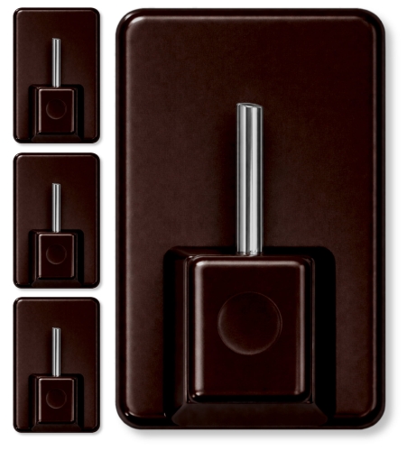 4x Haczyk z Klejem do Montażu Karniszy do Zazdrostek Brązowy