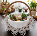 Serwetka do Koszyczka z Gipiurą Biała 30cm Serwetka Okrągła Wielkanocna z Koronką