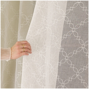Firana Haftowana Biała 280cm Firanka Haftowana z Ołowianką Metraż Biała