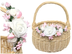 Ozdoba na Koszyczek Wielkanocny Kwiaty na Koszyk Różowe