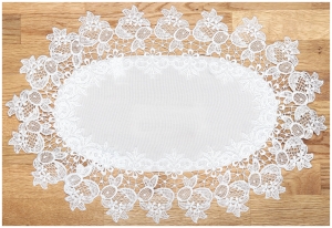 Serwetka do Koszyczka Owalna 30x45cm Serwetka Biała z Gipiurą Króliczki