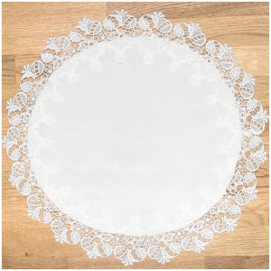 Serwetka do Koszyczka z Gipiurą Okrągła 40cm Serwetka Biała Pisanki