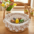 Serwetka do Koszyczka z Gipiurą Okrągła 40cm Serwetka Biała Pisanki