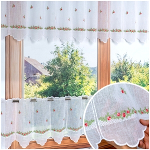 Firanka Zazdrostka 60x60 Zazdrostka Gotowa Haftowana Naturalna Różyczki