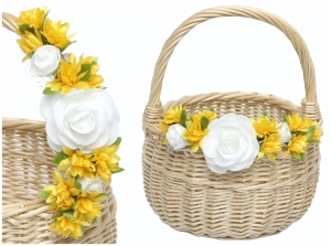 Ozdoba na Koszyk Wielkanocny Kwiaty na Koszyczek Żółte