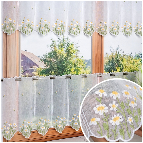 Firanka Zazdrostka Zazdrostka Gotowa Haftowana Kwiaty Rumianki