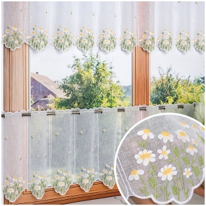 Firanka Zazdrostka 100x60 Zazdrostka Gotowa Haftowana Kwiaty Rumianki