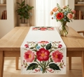 Bieżnik Wiosenny 60x120 Bieżnik w Kwiaty jak Haftowany Ecru