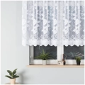 Firanka Krótka 130cm Firanki do Kuchni Pokoju Firana Gotowa Biała Kwiaty