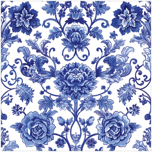 Serwetki Papierowe Niebieskie Róże Porcelana Delft Klasyczne 20szt. 3w 33x33cm