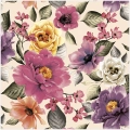 Serwetki Papierowe w Kwiaty Piwonie Róże Kremowe Vintage  Decoupage 20szt. 3w 33x33cm