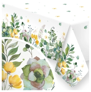 Obrus Papierowy Jednorazowy 120x180 cm Eko Żółte Kwiaty Bez Plastiku Polski Impreza 11140