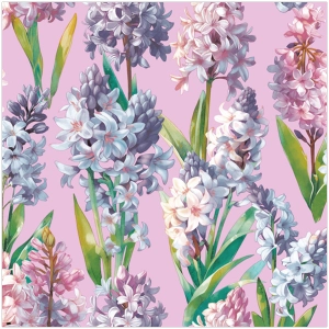 Serwetki Papierowe w Kwiaty Hiacynty Pastelowe Różowe 33x33cm 3w 20szt. Decoupage