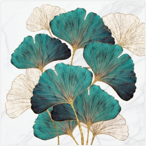 Serwetki Papierowe Liście Miłorząb Zielone Złote Ginko Biloba 33x33cm 3w 20szt. Decoupage